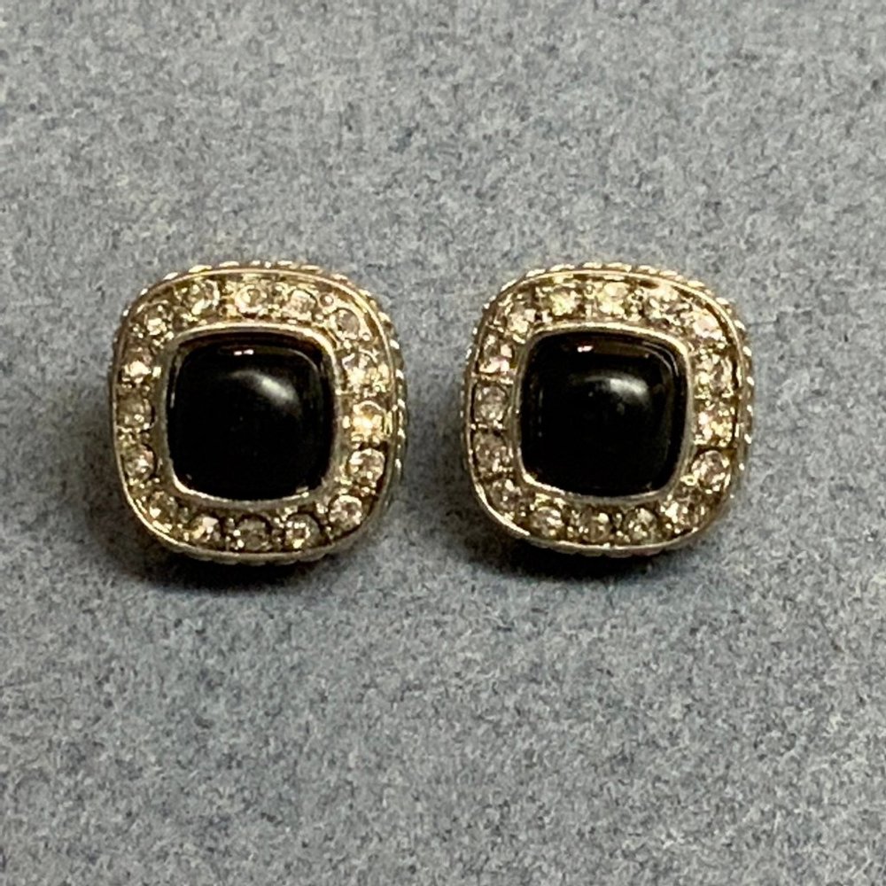 Silver black Rhinestone square Earrings